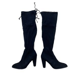 Catherine Malandrino Over Knee Boots Womens 10 Black Heeled Vegan Suede Monarch